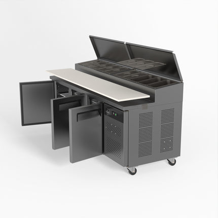 AG 580L 3 Door Saladette Prep Fridge 10 x 1/3 GN SH3000-800