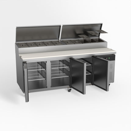 AG 580L 3 Door Saladette Prep Fridge 10 x 1/3 GN SH3000-800