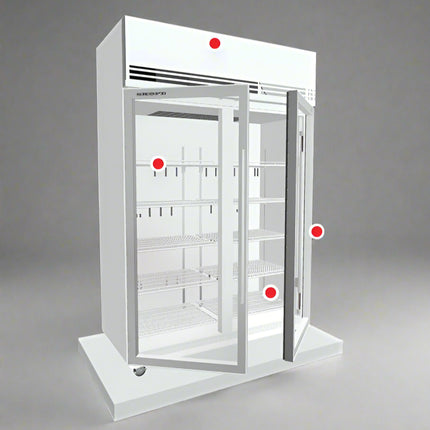 Skope SKFT1300N-A 2 Glass Door Upright Display or Storage Freezer