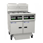 Pitco Gas Fryer Split Tank, Computer Control, Filter Drawer On Casters, Flush Hose, Double Fryer Bank On Casters SSH55T-C/FD/FF