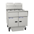 Pitco Gas Fryer Split Tank, Solid State Control, Filter Drawer On Casters, Flush Hose, Double Fryer Bank On Casters SSH55T-FD/FF
