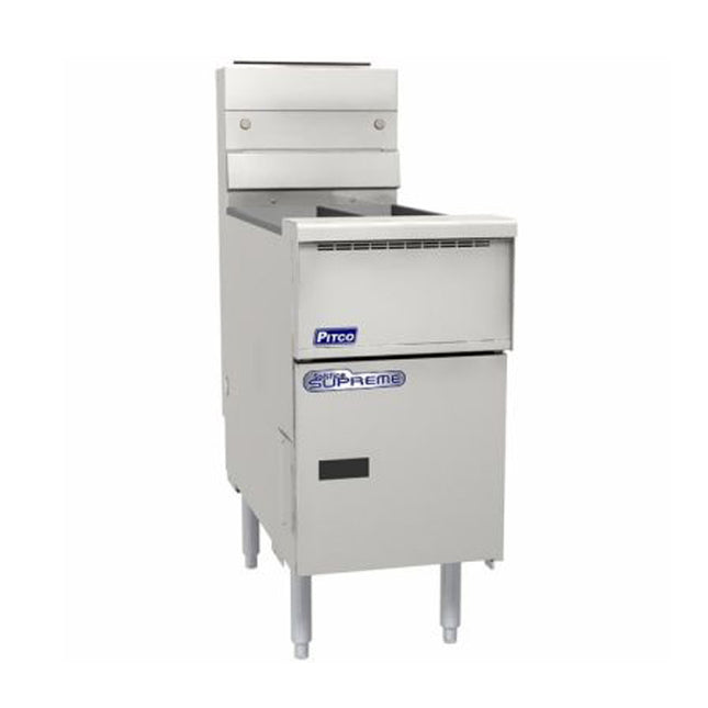 Pitco Gas Fryer Solid State Control, 2 Baskets, 9'' Adjustable Legs, Lid, 11 L/Per Tank Oil Capacity, Split Tank SSH55T SSTC