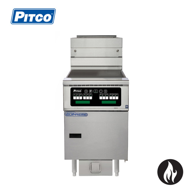 Pitco Gas 38L Fryer 3 Baskets Computer Control, Filter Drawer On Rear Caster SSH75C-FD