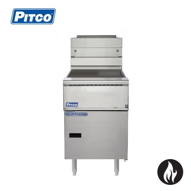 Pitco Gas Fryer Solid State Control, 3 Baskets, 9'' Adjustable Legs, Lid, 37 L Oil Capacity SSH75