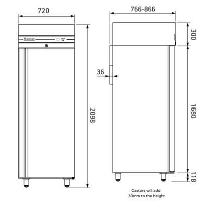 Inomak Single Door Slim Line Freezer UFI2170SL