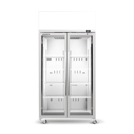 Skope TME1000N-AC 2 Glass Door Display or Storage Fridge, Lit Sign