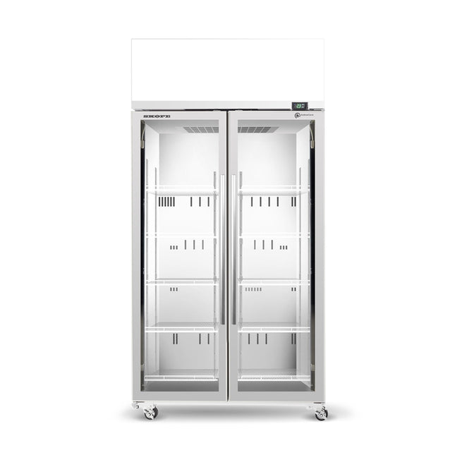 Skope TME1000N-AC 2 Glass Door Display or Storage Fridge, Lit Sign