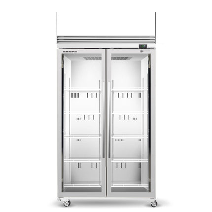 Skope TMF1000N-AC 2 Glass Door Display or Storage Freezer, Lit Sign