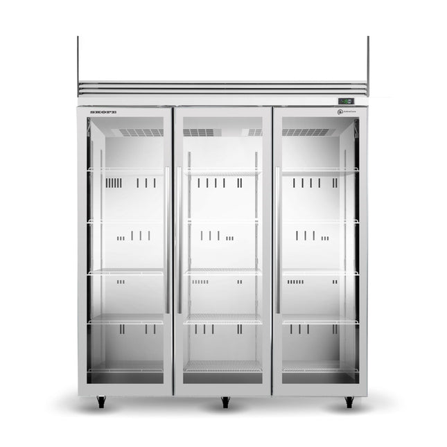 Skope TMF1500N-AC 3 Glass Door Display or Storage Freezer, Lit Sign