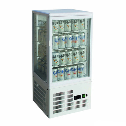 Thermaster 63 L Four-Sided Countertop Beverage Display Fridge White TCBD78W