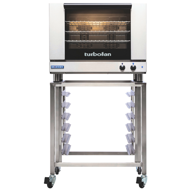 Turbofan oven with a stand on a white background