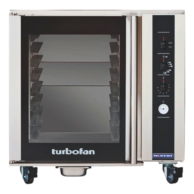 Turbofan convection oven with control panel on a white background