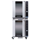 Stainless steel commercial oven with turbofan branding on a white background