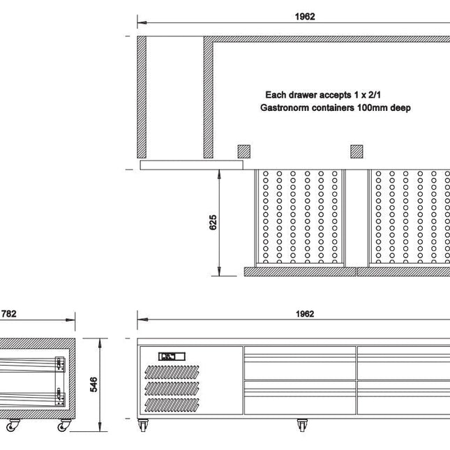 Williams Under Broiler Counter - Four Drawer Self Contained Lowline Refigerator