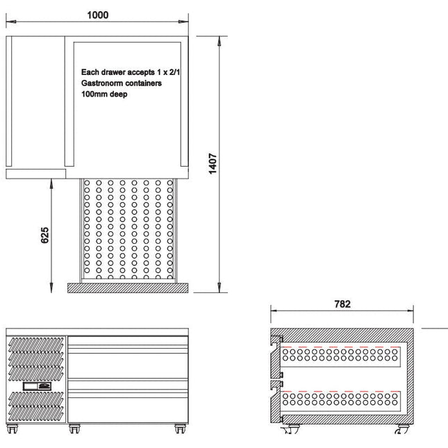 Williams Under Broiler Counter - Two Drawer Self Contained Lowline Refigerator