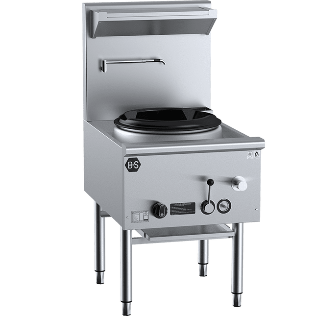 B+S Black Single Hole Deluxe Waterless Wok Table Natural Gas