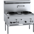 B+S Black Two Hole Deluxe Waterless Wok Table Natural Gas