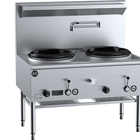 B+S Black Two Hole Deluxe Waterless Wok Table LPG