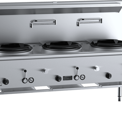 B+S Black Three Hole Deluxe Waterless Wok Table Natural Gas