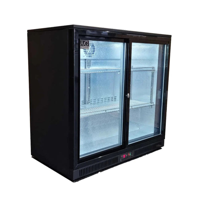 AG Twin Sliding Door Bar Fridge - Black Body & Doors 2BBR-S - AG-2BBR-S