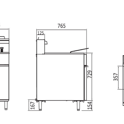 CookRite Freestanding 4 Tubes Gas Deep Fryer NG ATFS-50-NG