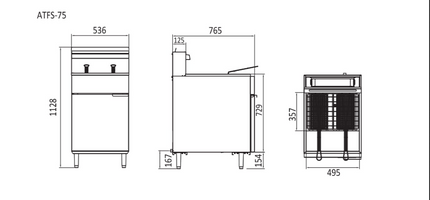 CookRite Freestanding 5 Tubes Gas Deep Fryer NG ATFS-75-NG