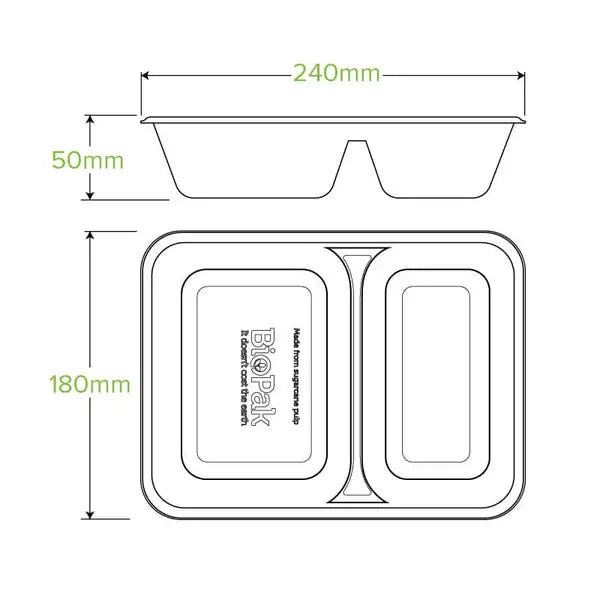 BioPak B-LB-2C-W-PF 2 compartment base white