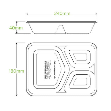 BioPak B-LB-3C-N-PF 3 compartment base white