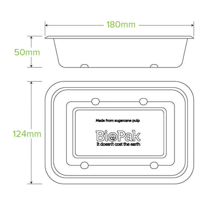 BioPak Plant Fibre Pulp Plastic-free SugarcaneTakeaway Base Container Box