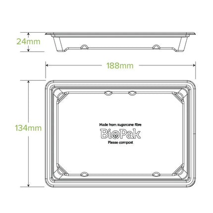 BioPak B-ST-MEDIUM-PF Medium sushi tray natural