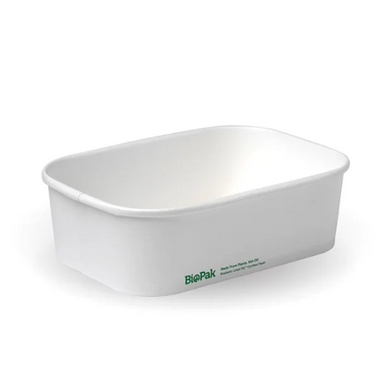 BioPak BB-LB-650-W 650ml rectangle container with lining