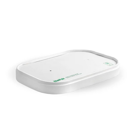 BioPak BB-LBL-PAPER-W Rectangle paper lid, FSC Mix white