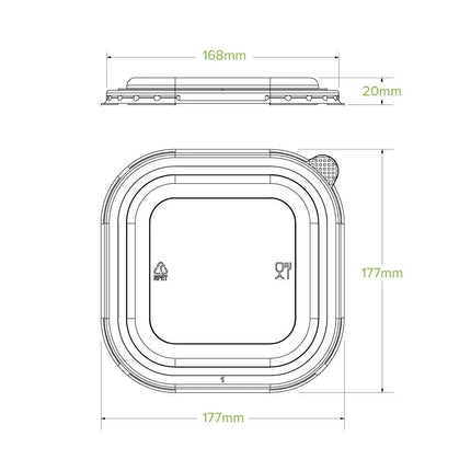 BioPak BB-SBL-RPET Square RPET lid clear
