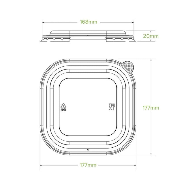 BioPak BB-SBL-RPET Square RPET lid clear