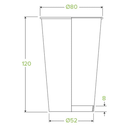 BioPak BC-12-80-B 350ml (12oz) (80mm) cup (fits small lids)