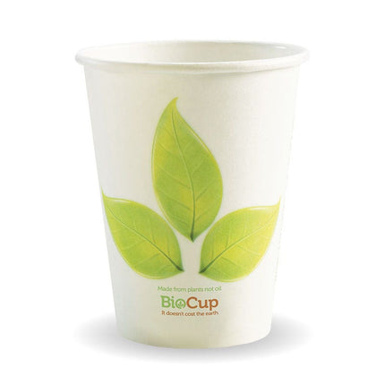 BioPak Single Wall Disposable Hot / Cold Coffee Takeaway Cups Leaf