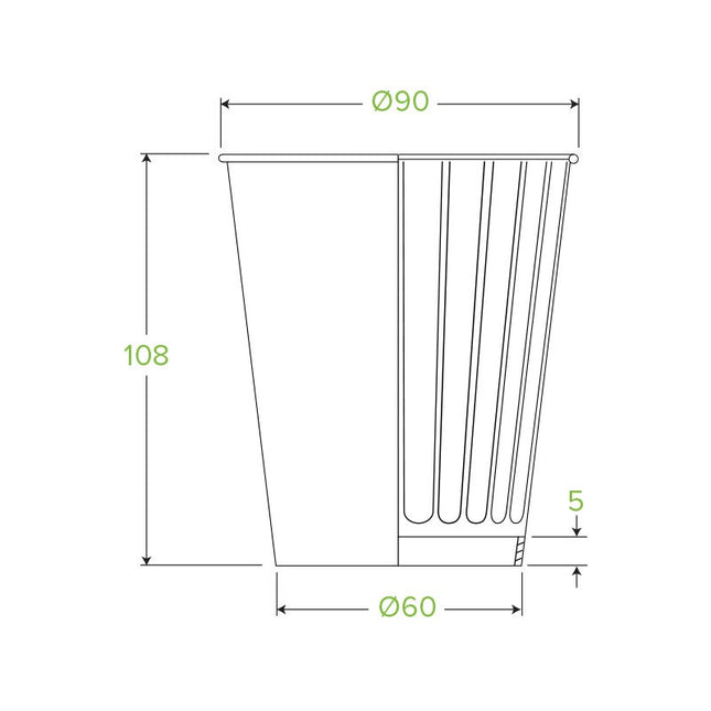 BioPak Double Wall Disposable Hot / Wet Coffee Cups Leaf