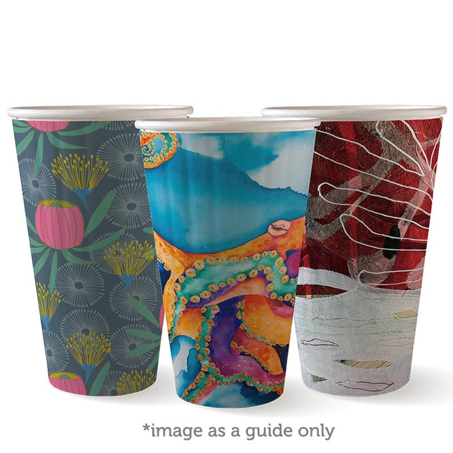 BioPak Double Wall Disposable Hot / Wet Coffee Cups Art Series