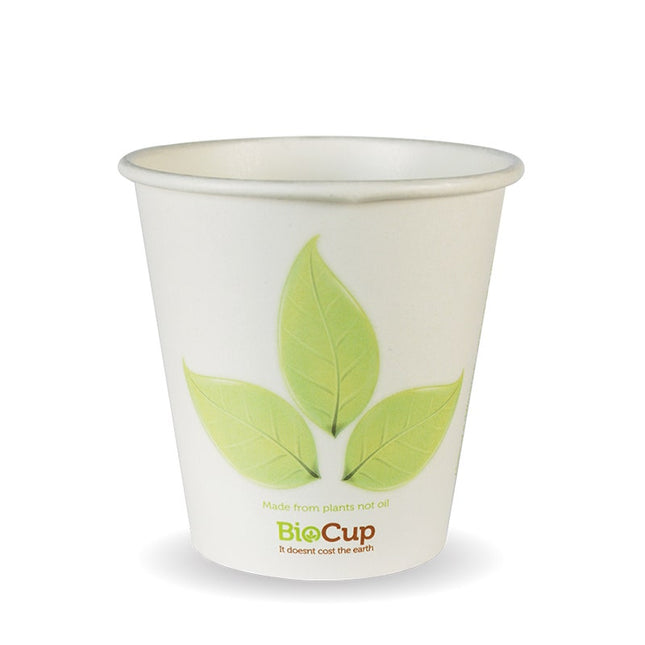 BioPak Single Wall Disposable Hot / Cold Coffee Takeaway Cups Leaf