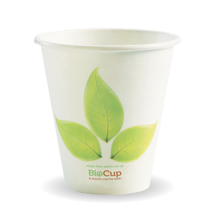 BioPak Single Wall Disposable Hot / Cold Coffee Takeaway Cups Leaf