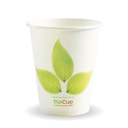 BioPak Single Wall Disposable Hot / Cold Coffee Takeaway Cups Leaf