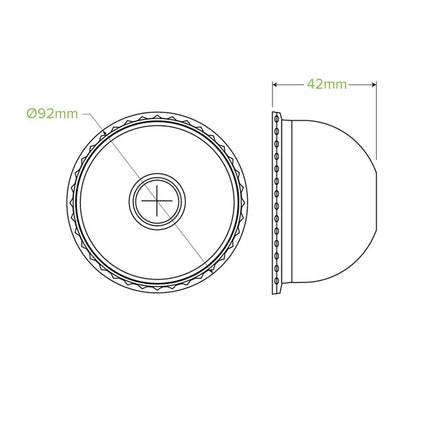 BioPak BCL-90C-PET(D) 90mm PET dome lid straw slot - clear
