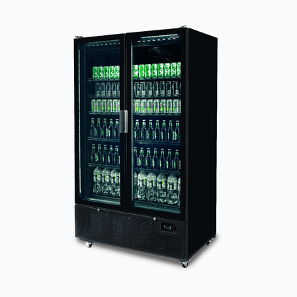 Bromic GM1100B-NR Two Flat Glass Door Upright Display Fridge - 1126L