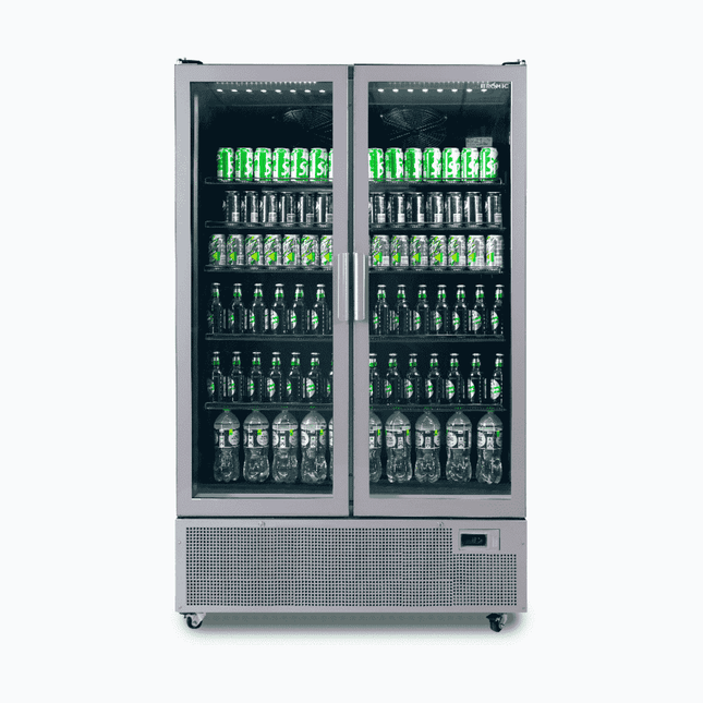 Bromic GM1100S-NR Two Flat Glass Door Upright Display Fridge - 1126L