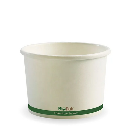 BioPak BSC-16 550ml (16oz) bowl white green stripe