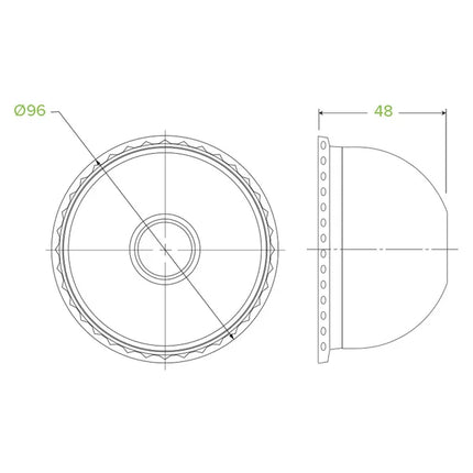 BioPak C-96D(B) 300-700ml cup dome lid with 20mm hole