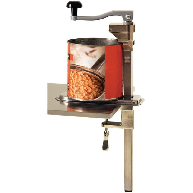 Vogue CE038 bench can opener — opening a beans can