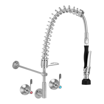 3Monkeez Compact Stainless Steel Wall Stops And Elbow Pre Rinse Unit Optional Pot Filler