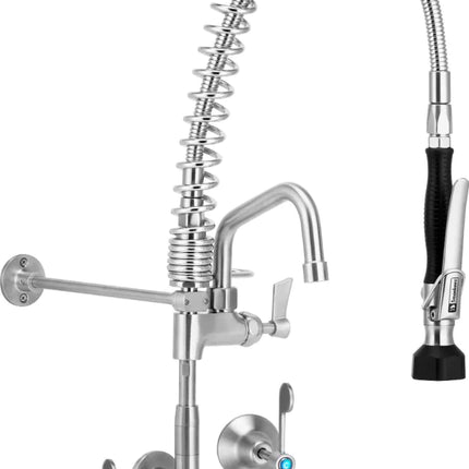 3Monkeez Compact Stainless Steel Wall Stops And Elbow Pre Rinse Unit Optional Pot Filler