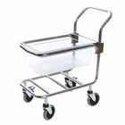 Hallde Container Trolley, Stainless Steel, with handle, lockable wheels, adjustable level to suit gastronorm container 1/1-200.